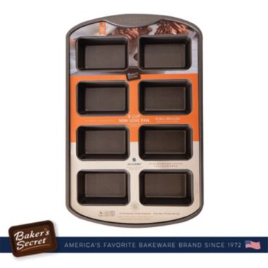 Baker's Secret Mini Loaf Pan 8Cups, Non-stick & Thick Carbon Steel for Durability, 15.5", Dark Gray, Baking Essentials, Classic Line Carbon Steel. View a larger version of this product image.