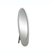 Contemporary Home Living 59" Gray and Clear Contemporary Wooden Framed Oval Floor Mirror