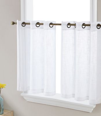 White Linen Cafe Curtains Bed Bath, Cafe Curtains White Cotton