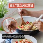 Alternate image 3 for Chef Pomodoro Salad Servers or Salad Tongs, Set of Two, 12" Long Pair, Wooden Utensils for Serving Salad, Salad Forks or Salad Lifter, Mango Wood (White)