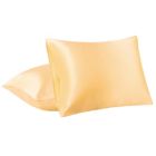 Alternate image 1 for PiccoCasa 2-Pack Envelope Cool Satin Pillowcases, 100% Polyester(Satin Fabric) Soft Luxurious Silky Pillow Cover Pillow Protector with Envelope Closure for Hair and Skin, Gold Standard