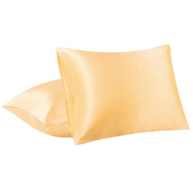 PiccoCasa 2-Pack Envelope Cool Satin Pillowcases, 100% Polyester(Satin Fabric) Soft Luxurious Silky Pillow Cover Pillow Protector with Envelope Closure for Hair and Skin, Gold Standard. View a larger version of this product image.