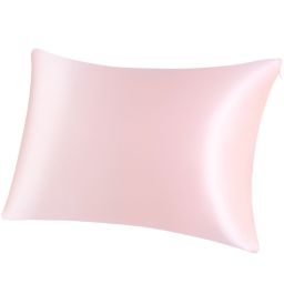 PiccoCasa 100% Silk Pillowcase for Hair and Skin, Both Side 400 Thread Count Solid Pillow Protector 19 Momme Silk Pillow Cases with Hidden Zipper, 1 Piece, Standard/20x26inch Pink