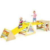 Gymax 5 in 1 Toddler Playing Set Kids Climbing Triangle & Cube Play Equipment