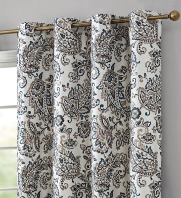 THD Paisley Faux Silk 100% Blackout Room Darkening Thermal Lined Energy Efficient Curtain Grommet Panels - Pair