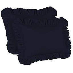 Ruffle Pillow case - Queen Pillow sham Navy, Ruffle Pillow Cover