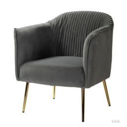 Karat Home Edenia Velvet Barrel Chair in GREY