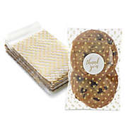 Sparkle and Bash Cookie Bags with Thank You Stickers, 250 Pack Gold Polka Dot Party Favors (4x6 In)