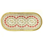 Wrapables 28.5 x 13 Inch Vintage Floral Table Runner with Gold Embroidery, Imperial Gold / Regal Red
