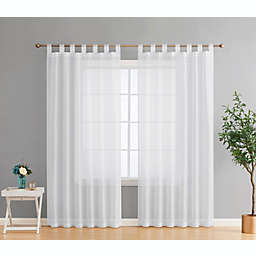 THD Olivia Semi Sheer Light Filtering Transparent Tab Top Lightweight Window Curtains Drapery Panels for Bedroom, Dining Room & Living Room, 2 Panels (54 x 72 Inch, White)