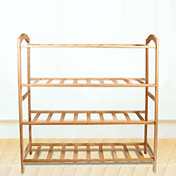 Stock Preferred 4-Tier Natural Bamboo Wooden Shoe Rack Brown