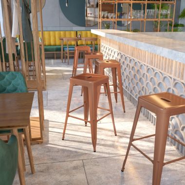 Flash Furniture Kai Commercial Grade 30" High Backless Copper Indoor-Outdoor Barstool. View a larger version of this product image.