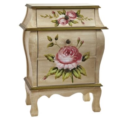 Nearly Natural 26.5" Antique with Floral Art Night Stand Cabinet. View a larger version of this product image.