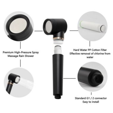 Aqucubic Black Shower Head Handheld High Pressure. View a larger version of this product image.