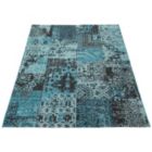 Alternate image 2 for Chaudhary Living 5.25' x 7.5' Blue and Black Distressed Patchwork Rectangular Area Throw Rug