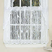 Sweet Home Collection   Knit Lace Polyester SongBird Motif Kitchen Window Curtain, 36" Tier Pair, White
