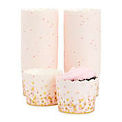 Sparkle and Bash 50 Pack Pink and Gold Polka Dot Cupcake Liners Wrappers, Muffin Paper Baking Cup for Wedding & Birthday