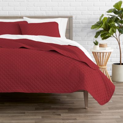 Bare Home Premium 3 Piece Coverlet Set - Diamond Stitched - Ultra-Soft Luxurious Lightweight All Season Bedspread (Full/Queen, Red)