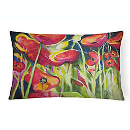 Caroline's Treasures Red Poppies Canvas Fabric Decorative Pillow 12 x 16