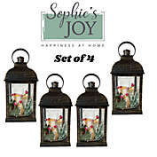 Set of 4, Sophie&#39;s Joy Wreath Lantern
