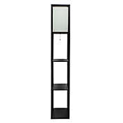 Kingston Living 62.5" Black and White Etagere Floor Lamp with Square Shade