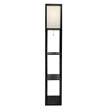 Kingston Living 62.5" Black and White Etagere Floor Lamp with Square Shade. View a larger version of this product image.