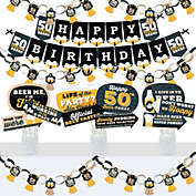 Big Dot of Happiness Cheers and Beers to 50 Years - Banner and Photo Booth Decorations - 50th Birthday Party Supplies Kit - Doterrific Bundle
