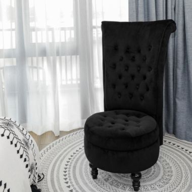 Tolead Royal Velvet High Back Armless Chair, Retro Elegant Luxury Throne Chair, Upholstered. View a larger version of this product image.