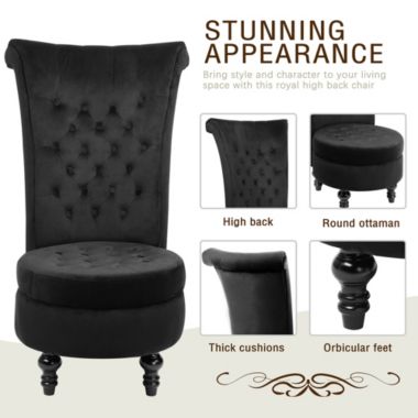 Tolead Royal Velvet High Back Armless Chair, Retro Elegant Luxury Throne Chair, Upholstered. View a larger version of this product image.