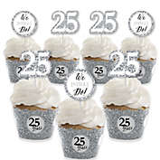 Big Dot of Happiness We Still Do - 25th Wedding Anniversary - Cupcake Decoration - Anniversary Party Cupcake Wrappers and Treat Picks Kit - Set of 24