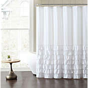Kate Aurora Melanie Shabby Chic Gypsy Semi Ruffled Fabric Shower Curtains - White