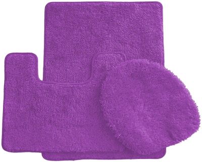 Ben&Jonah Elegant 3 Piece Bath Rug Set Elegant 1 Bath Rug (18" x 30"), 1 Contour Mat (18" x 18") and 1 Toilet Seat Cover (APX 18" x 18") - Purple