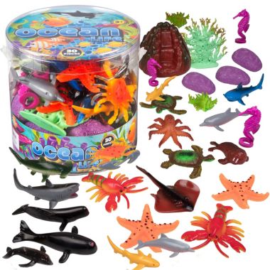 SCS Direct Ocean Sea Creature Action Figures - 30 Pieces, 18 Unique Sculpts- Giant Ocean Animal Toys Playset. View a larger version of this product image.
