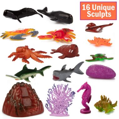 SCS Direct Ocean Sea Creature Action Figures - 30 Pieces, 18 Unique Sculpts- Giant Ocean Animal Toys Playset. View a larger version of this product image.
