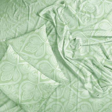 Lux Decor Collection 6-Pieces Deep Pocket Microfiber Printed Bed Sheet Set in Queen Size Sage. View a larger version of this product image.