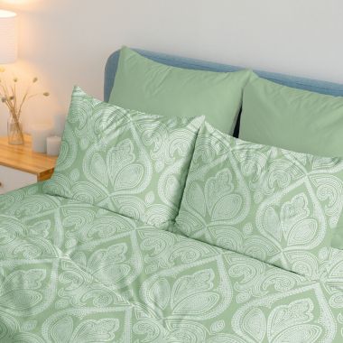 Lux Decor Collection 6-Pieces Deep Pocket Microfiber Printed Bed Sheet Set in Queen Size Sage. View a larger version of this product image.
