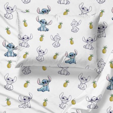 Saturday Park Disney Lilo & Stitch Watercolor Vibes 100% Organic Cotton Sheet Set. View a larger version of this product image.