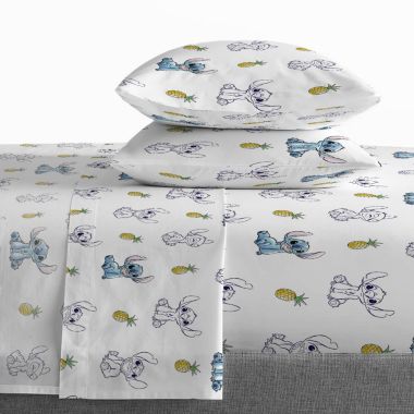 Saturday Park Disney Lilo & Stitch Watercolor Vibes 100% Organic Cotton Sheet Set. View a larger version of this product image.