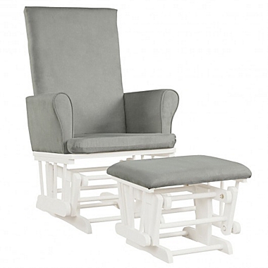 Costway Baby Nursery Relax Rocker Rocking Chair Glider & Ottoman Set-Gray. View a larger version of this product image.
