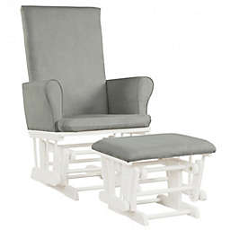 Costway Baby Nursery Relax Rocker Rocking Chair Glider & Ottoman Set-Gray