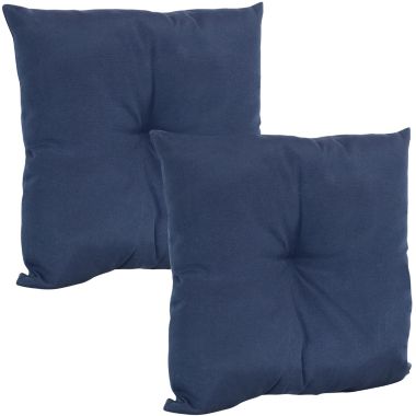 Sunnydaze Indoor/Outdoor Weather-Resistant Polyester Square Tufted Pillow with Zipper Closures - 19" - Navy - 2pk. View a larger version of this product image.