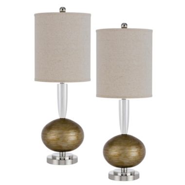 Cal Lighting 150W 3 Way Sudbury Crystal/Metal Table Lamp With Hardback Fabric Shade. Priced And Sold As Pairs. View a larger version of this product image.