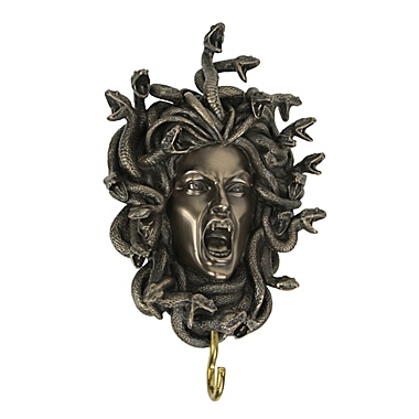 Veronese Design Head of Medusa the Greek Gorgon Serpent Bronze Finish Wall Hook 8 Inches. View a larger version of this product image.