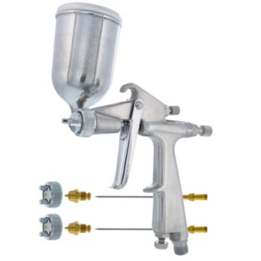 TCP Global .8mm Miniature "Pistol Grip" Gravity Feed Spray Gun with .5mm & 1.0mm tips & Side Mounted Cup. View a larger version of this product image.