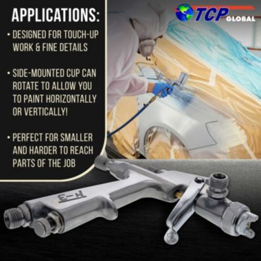 TCP Global .8mm Miniature "Pistol Grip" Gravity Feed Spray Gun with .5mm & 1.0mm tips & Side Mounted Cup. View a larger version of this product image.