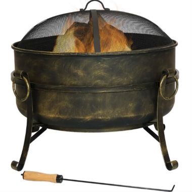 Slickblue Outdoor 24-inch Diameter Steel Cauldron Wood Burning Fire Pit. View a larger version of this product image.