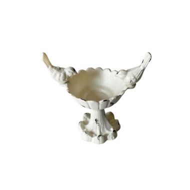BIDK Home 6" Antique White Contemporary Bird Bath on Pedestal. View a larger version of this product image.