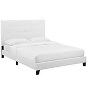 Modway  Melanie Twin Tufted Button Upholstered Fabric Platform Bed - White