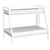 Slickblue Twin over Full Modern Metal Bunk bed Frame in White with Ladder