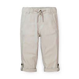 Hope & Henry Boys' Rolled Cuff Pant with Drawstring, Infant, Stone Relaxed Linen, 18-24 Months